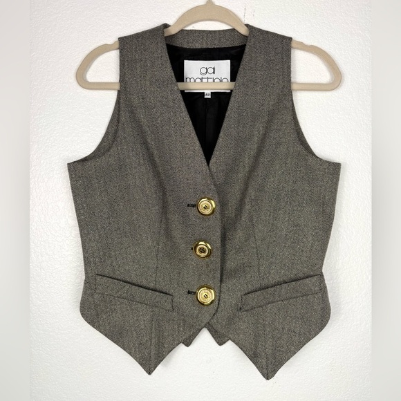 Gai Mattiolo gray Vest with Gold Buttons size 42 - Picture 1 of 6